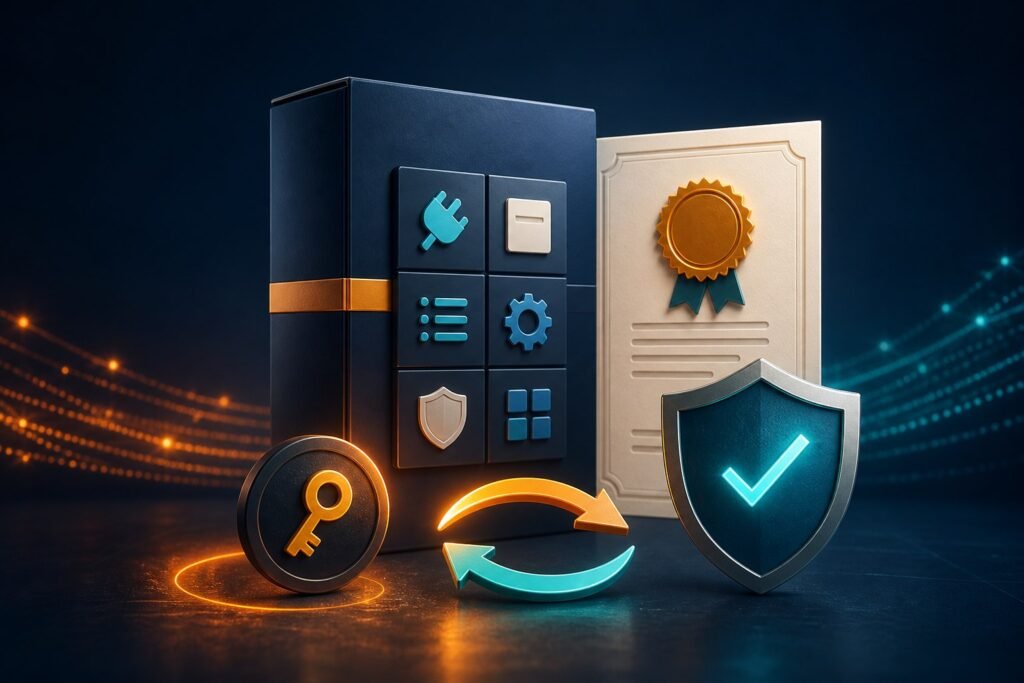 Verified software licence key protecting a WordPress plugin package